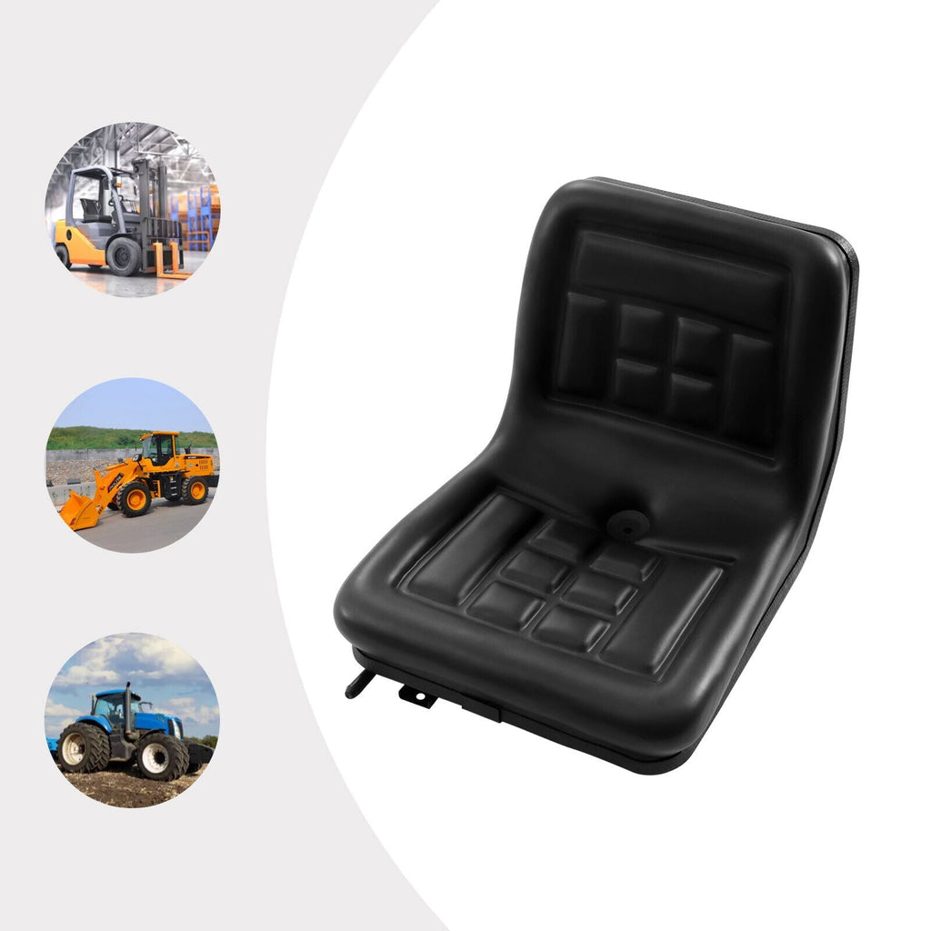 Universal Lawn Tractor Seat Replacement Tractor Forklift Seat & Rail Universal Lawn Mower Seat Waterproof Slidable PVC Black