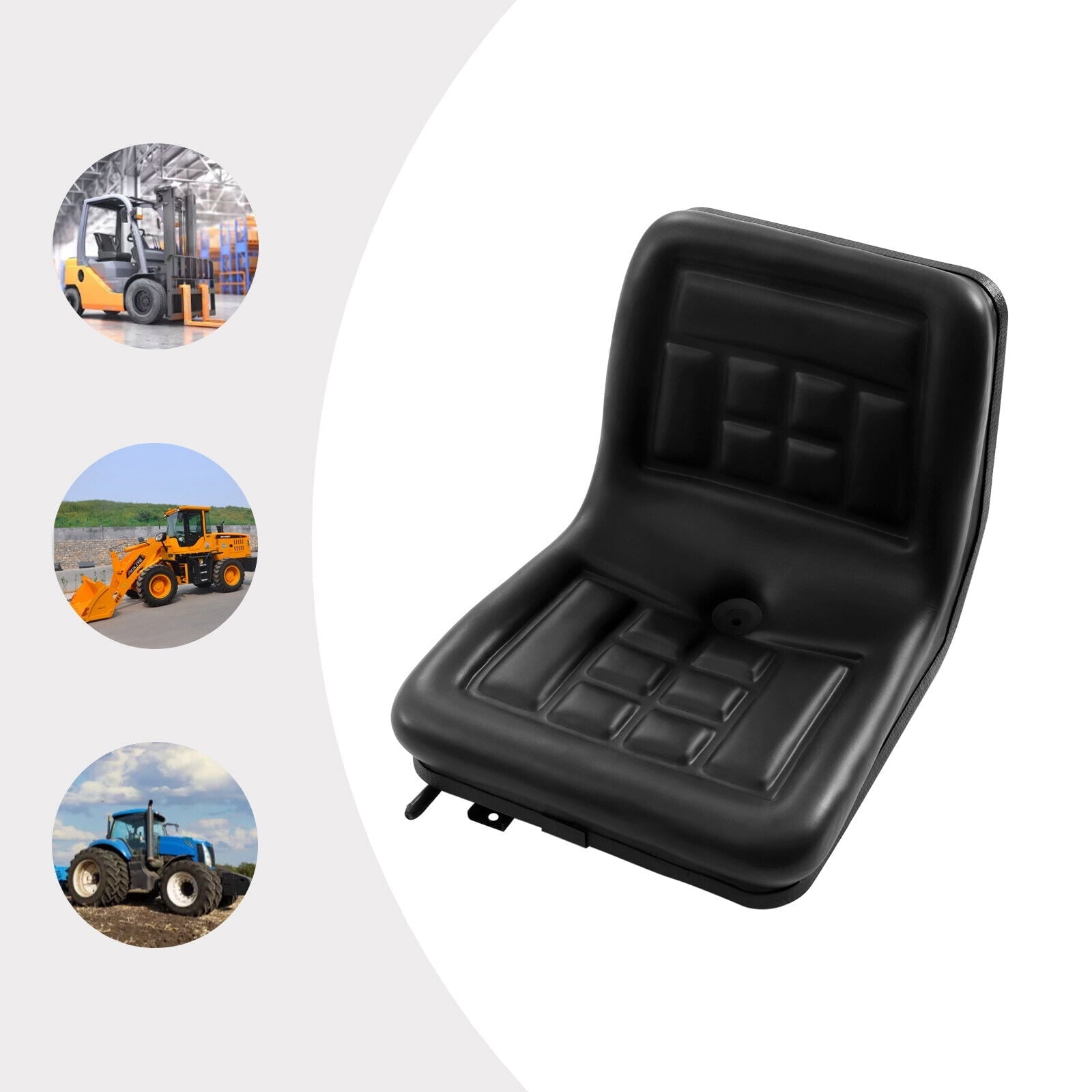 Universal Lawn Tractor Seat Replacement Tractor Forklift Seat & Rail Universal Lawn Mower Seat Waterproof Slidable PVC Black