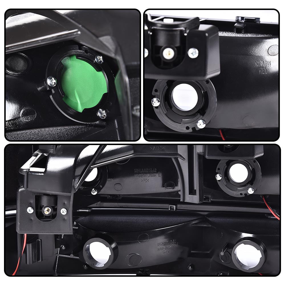 G-Plus LED DRL Headlights+Bumper Lamps Smoked Fit for 1999-2002 Chevy Silverado 2000-2006 Tahoe