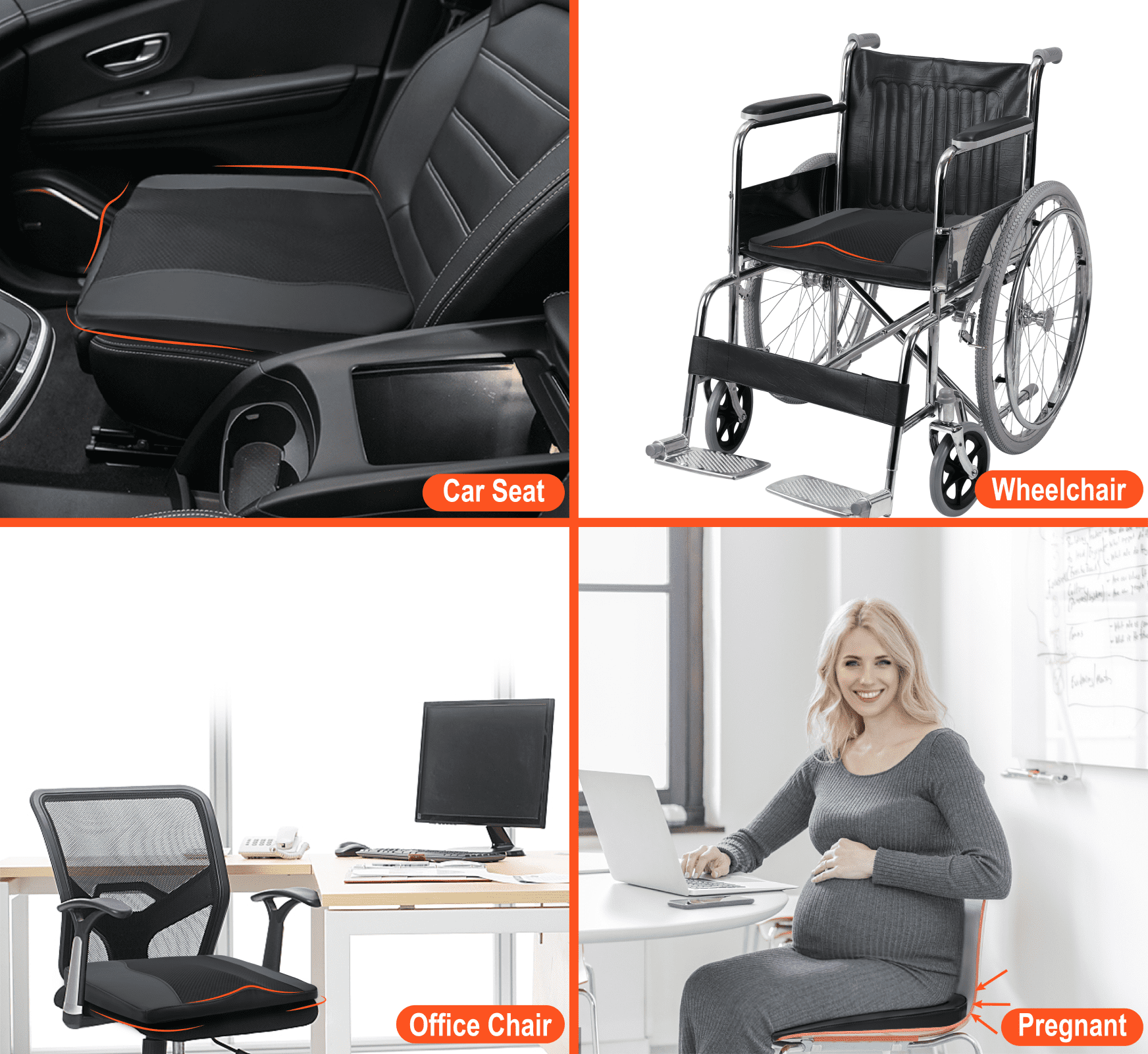 Lofty Aim Car Seat Cushion, Comfort Memory Foam Car Cushions for Driving - Sciatica & Lower Back Pain Relief, Seat Cushion for Car Seat Driver, Office Chair, Wheelchair (Black)