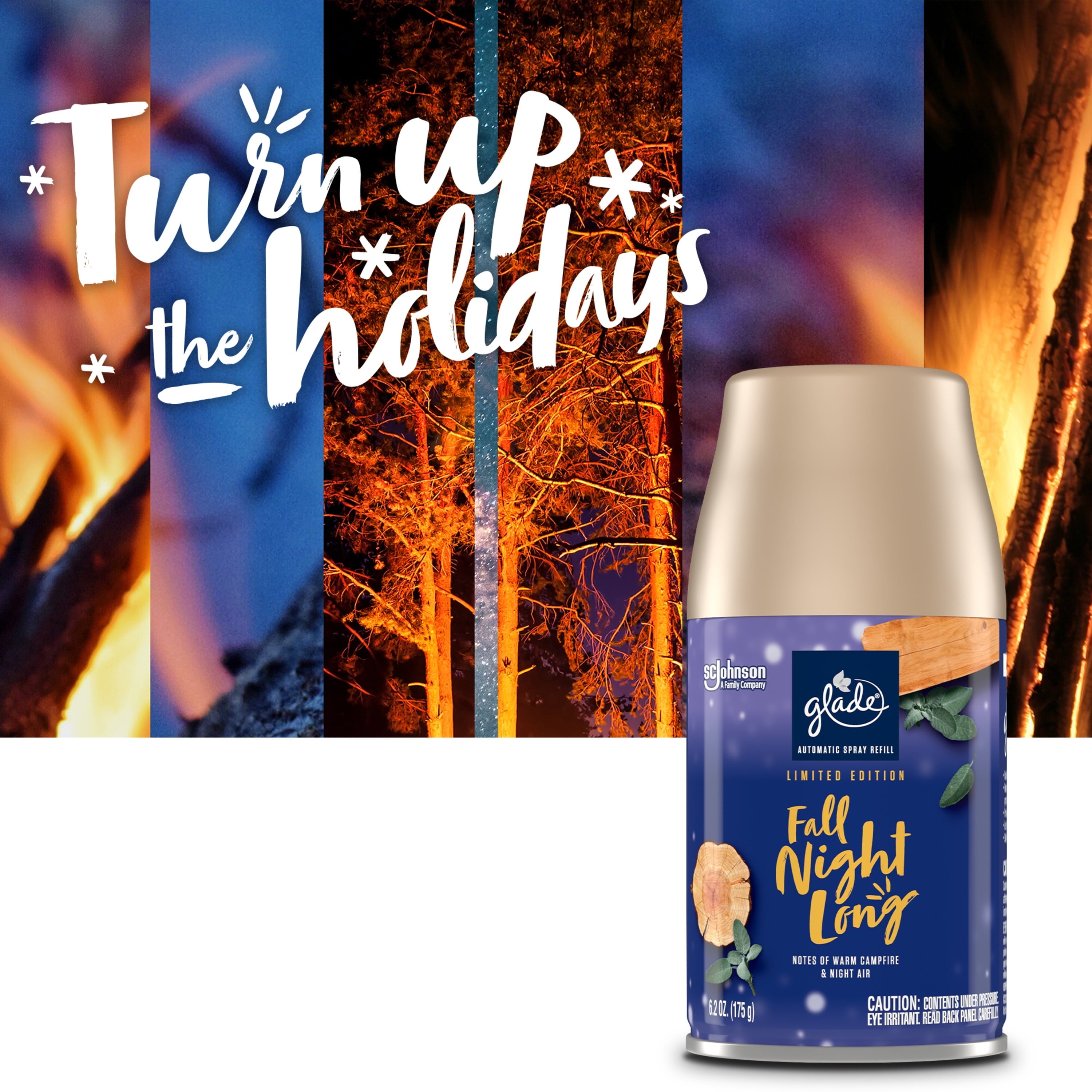 Glade Automatic Spray Refill, Air Freshener, Fall Night Long, 2 x 6.2 oz