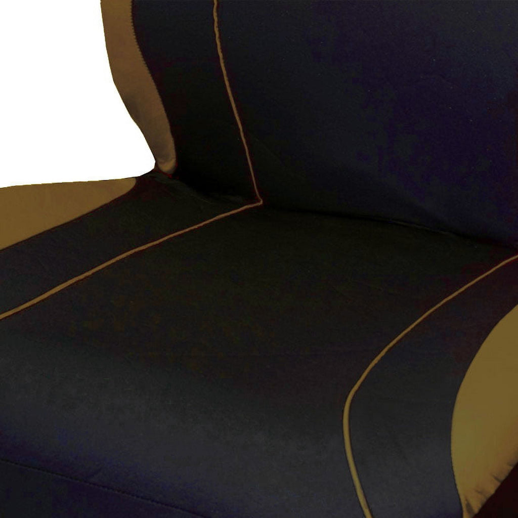 8 Pieces Flat Cloth Sleek Design Black and Tan Front and Rear Car Seat Covers Set - Shipping Included