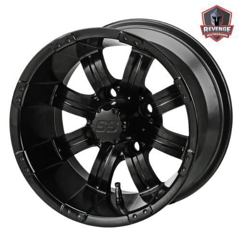12" Casino Matte Black Golf Cart Wheels and Tires Combo (205/30-12) Set of 4