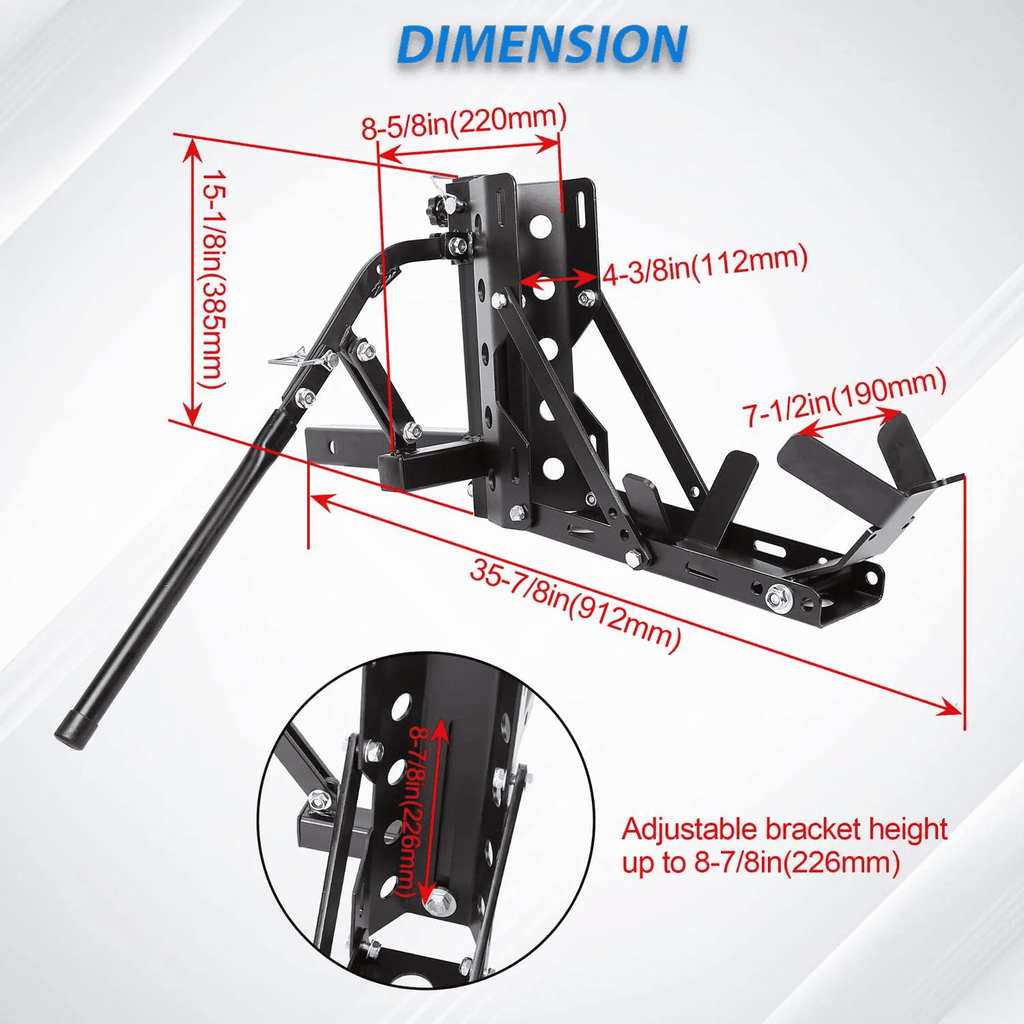Kojem 800lb Motorcycle Trailer Hitch Carrier Tow Dolly Hauler Mount Rack 2 " Heavy Duty Steel