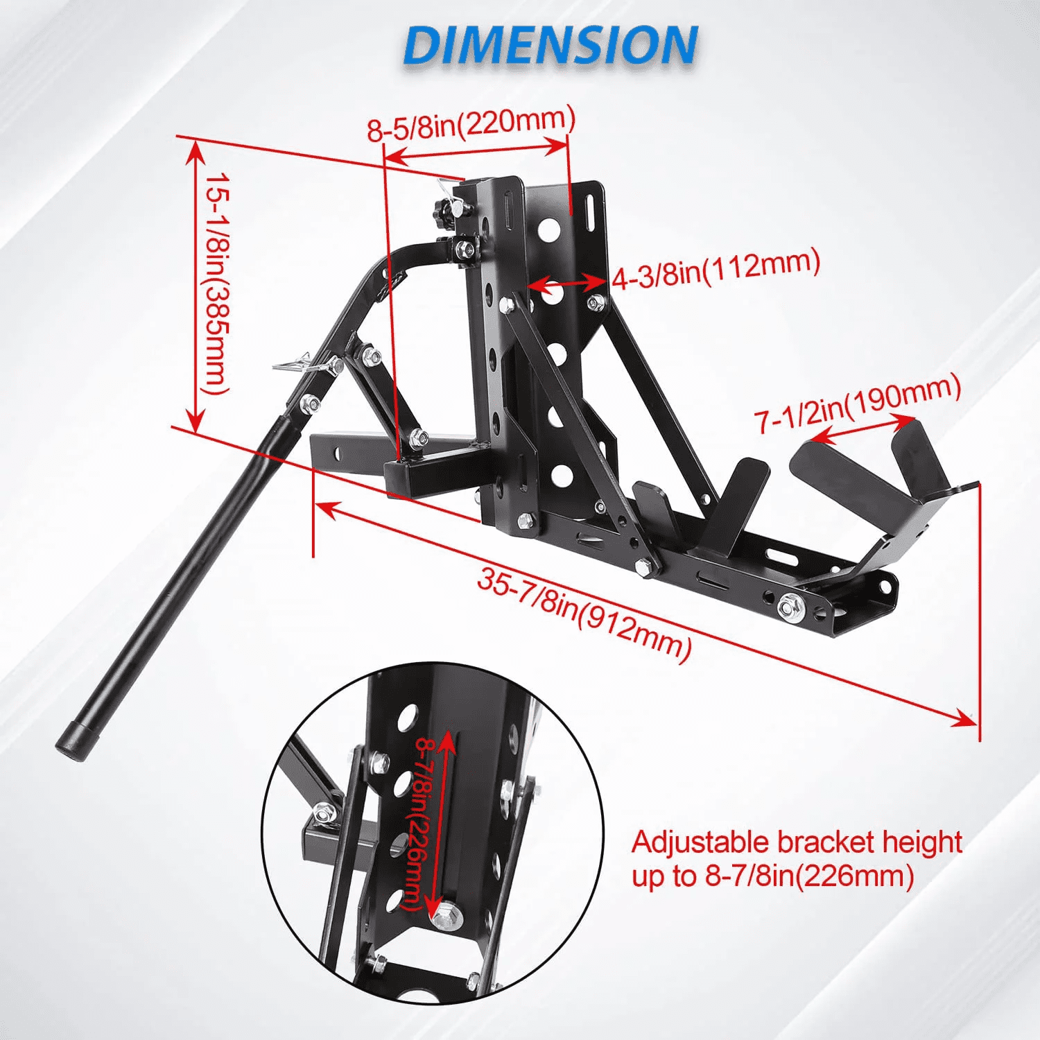 Kojem 800lb Motorcycle Trailer Hitch Carrier Tow Dolly Hauler Mount Rack 2 " Heavy Duty Steel