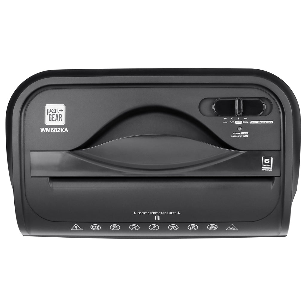 Pen + Gear 6-Sheet Crosscut, Paper/Credit Card Shredder, 11.5L x 6.5W x 16H in.