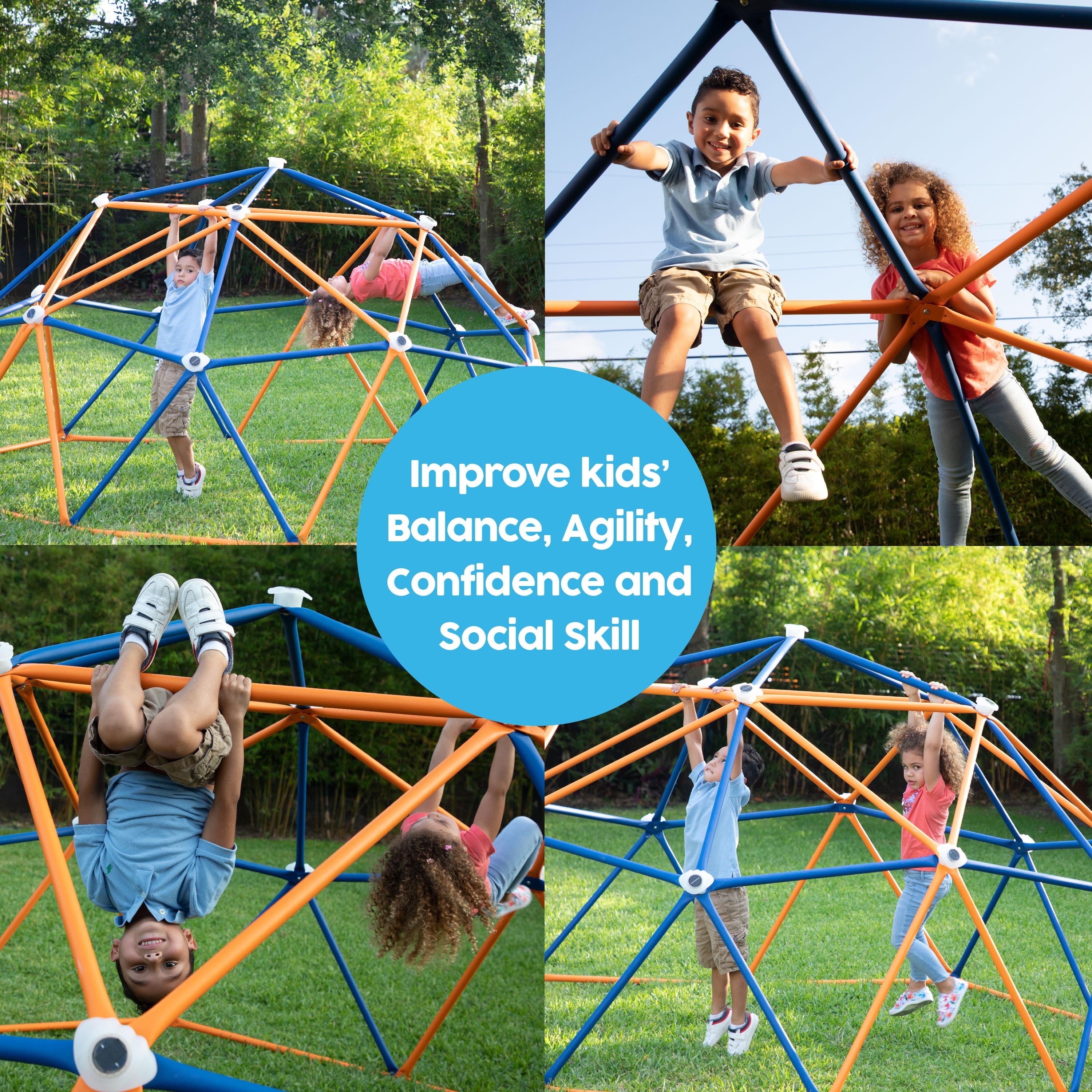 Big Sky 10’ Dome Climber Jungle Gym for Outdoor or Indoor Use with 16 Solar LED Lights and 16 Climbing Grips
