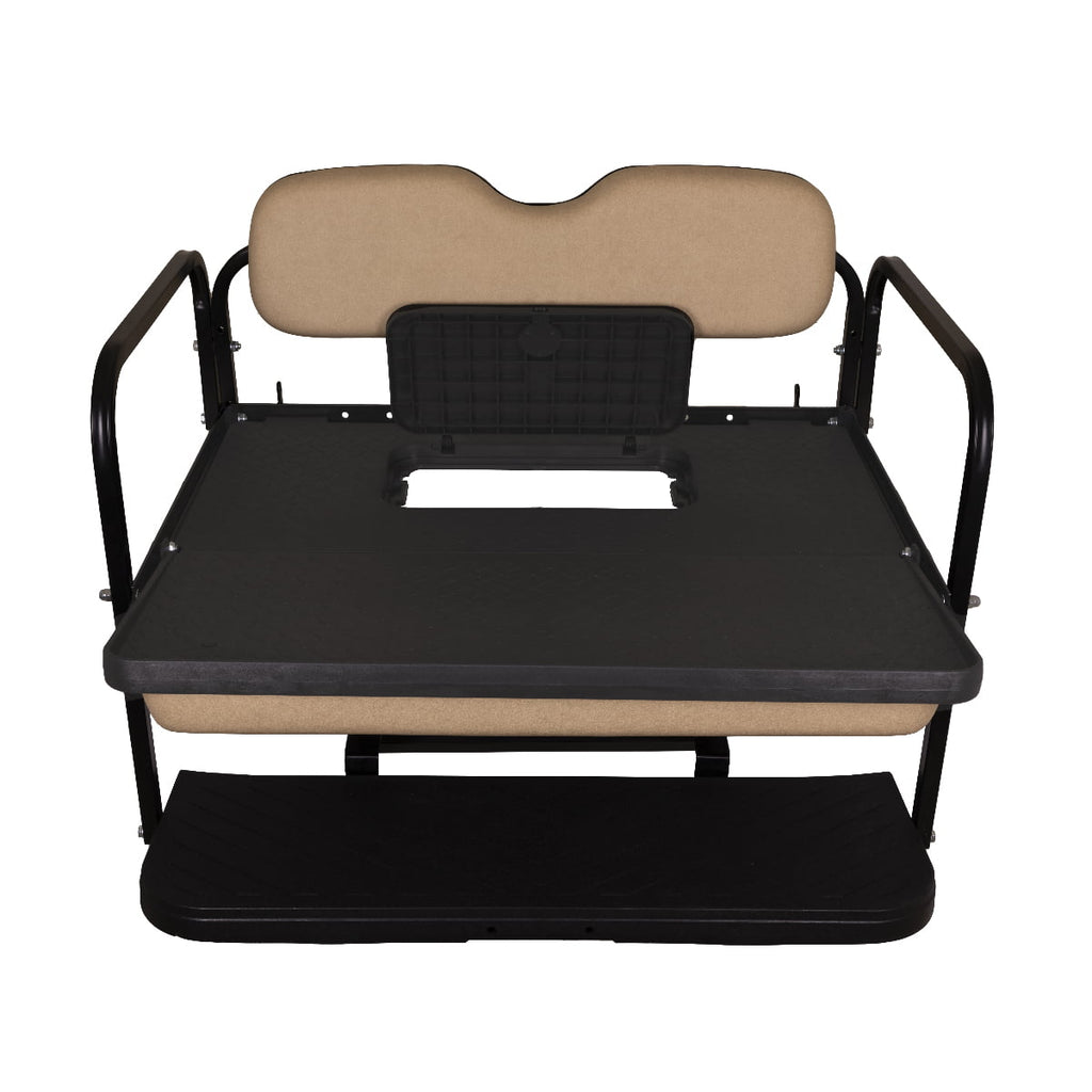GTW MACH3 Rear Flip Seat for Club Car DS 2000.5 & Up Golf Carts - Buff Color Cushions
