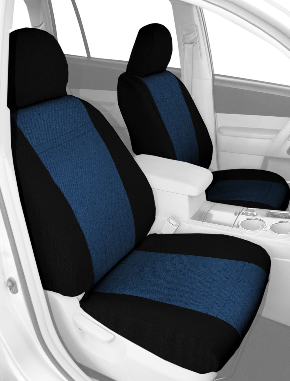 CalTrend Front Buckets Tweed Seat Covers for 1999-2002 Chevy/GMC Silverado|Sierra 1500-3500 - CV401-04TT Blue Insert with Black Trim