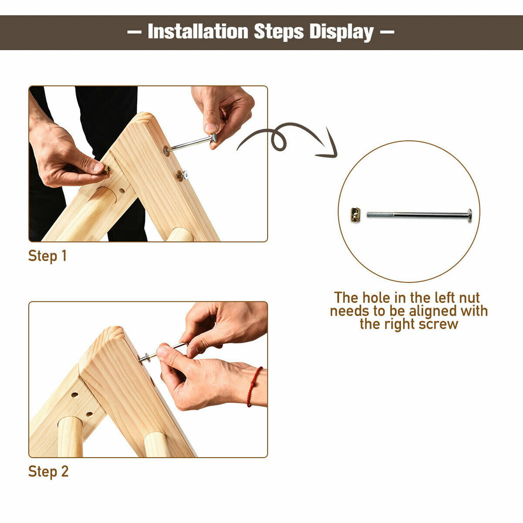 Costway Wooden Climbing Pikler Triangle with Climbing Ladder For Toddler Step Training, Natural