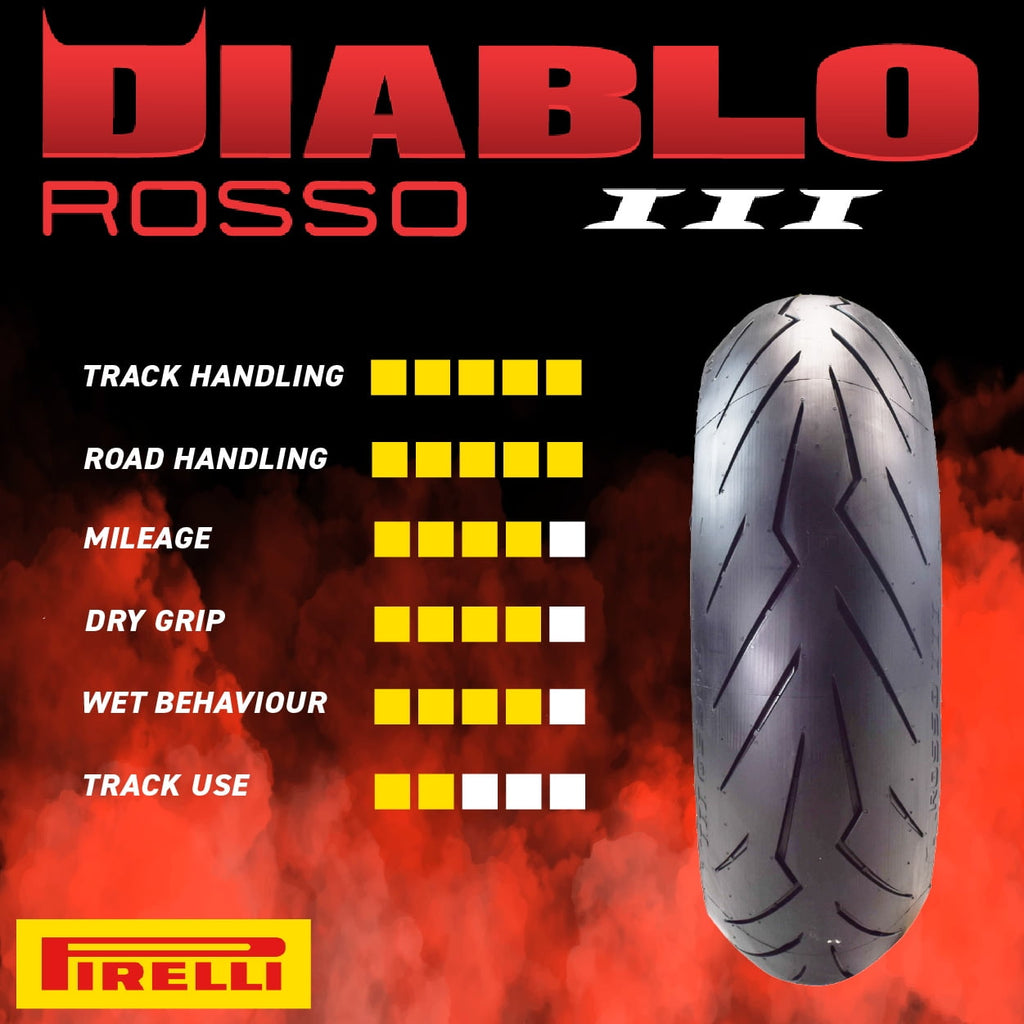 Pirelli Diablo Rosso III 120/70ZR17 160/60ZR17 Front & Rear Motorcycle Tire Set 120/70-17 160/60-17
