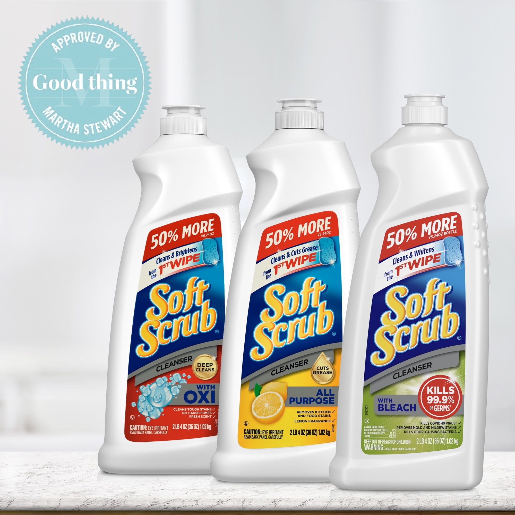 Soft Scrub Antibacterial Cleaner with Bleach Surface Cleanser, 24 Fluid Ounces