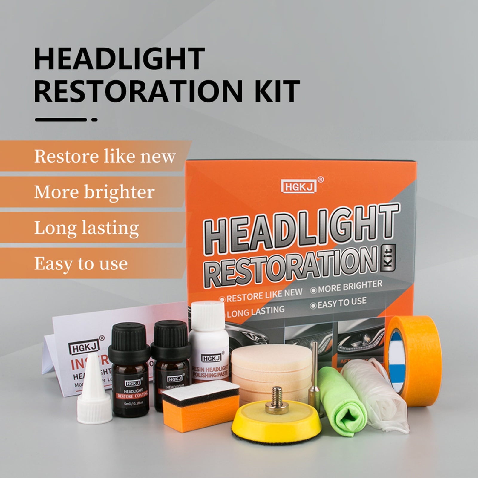 OOKWE Car Headlight Lens Restoration Kit Restorer System Professional Polishing Tool