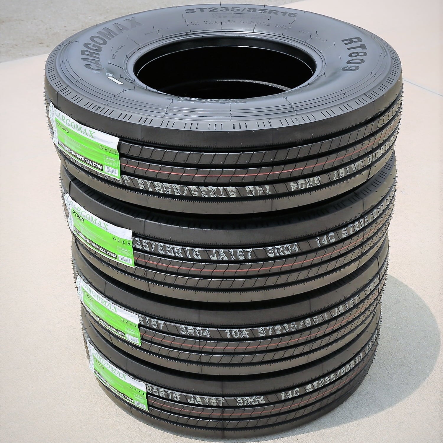 Pair of 2 (TWO) Cargo Max RT809 All Steel ST 235/85R16 Load H 16 Ply Trailer Tires