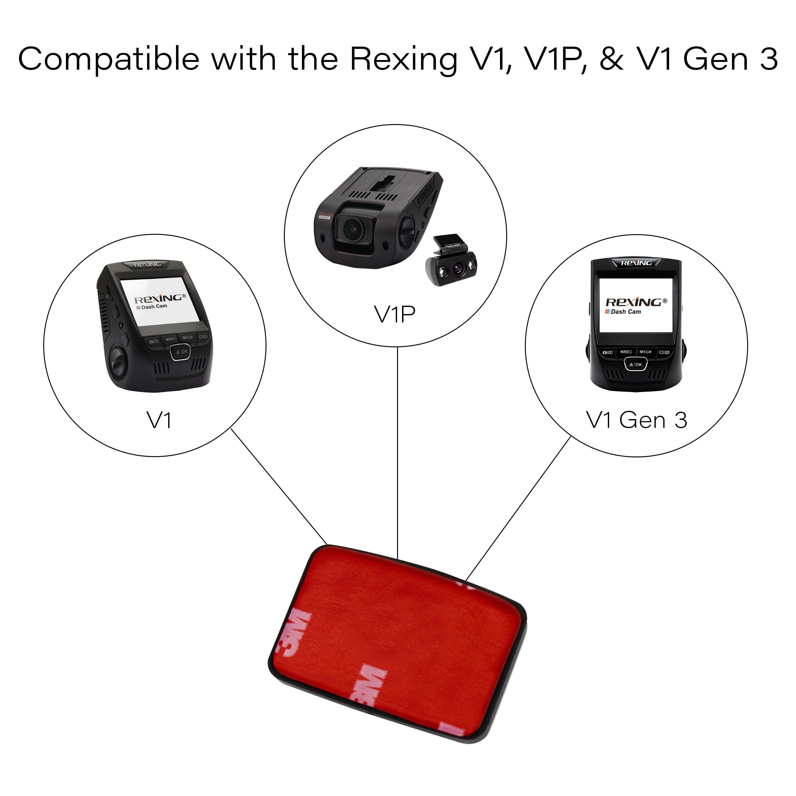 Adhesive Mounts for Rexing V1 Basic, V1-4K, and V1P-4K Dash Cam