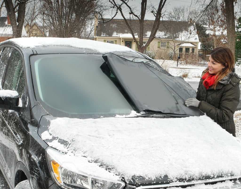 Frost Guard Go Windshield Cover for Snow and Ice, One Size, Security Panels, 61x32 inches, Black