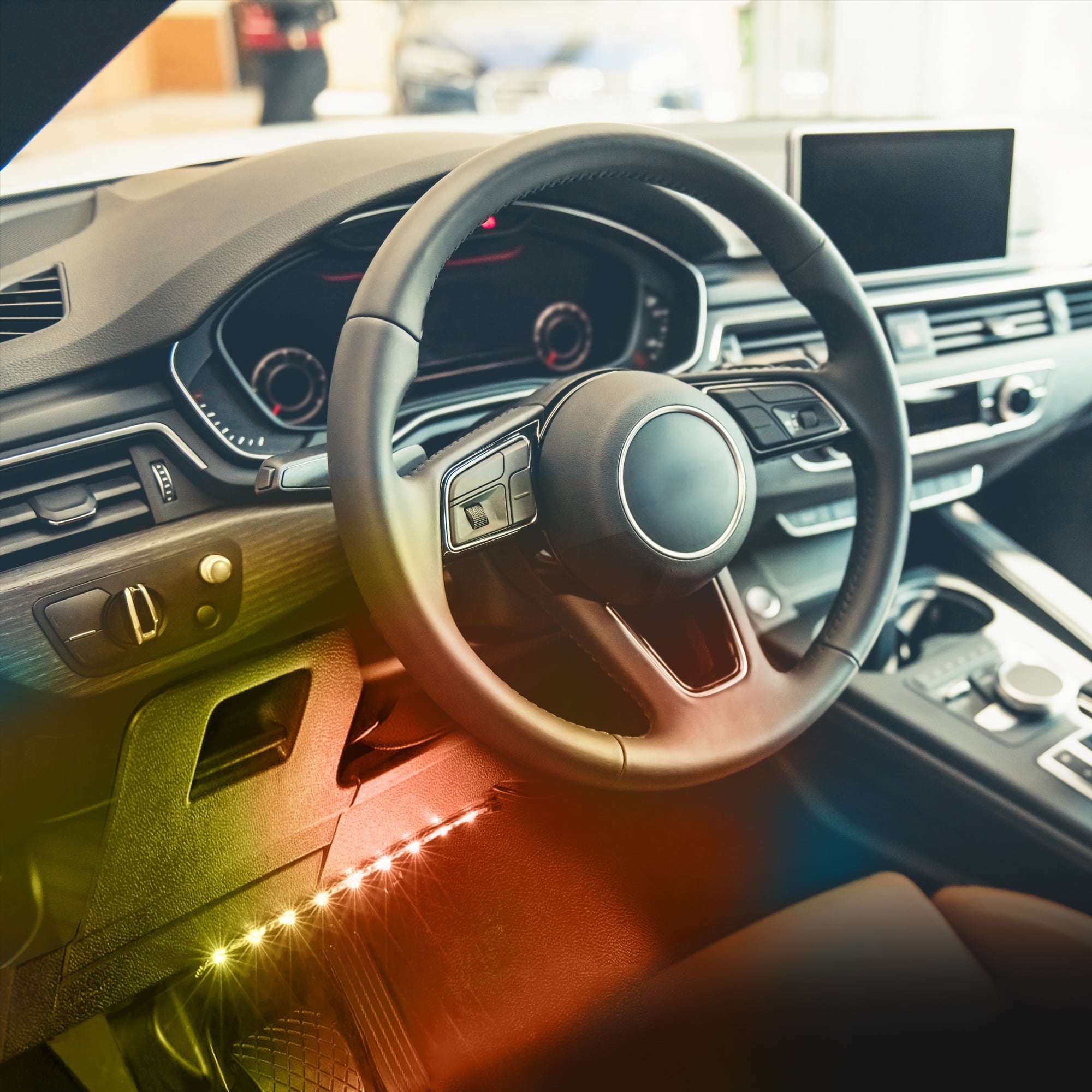 Monster LED Bluetooth Sound-Reactive Multi-Color Car Interior Lights, Customize with App, 4-Pack of 10.5" Strips