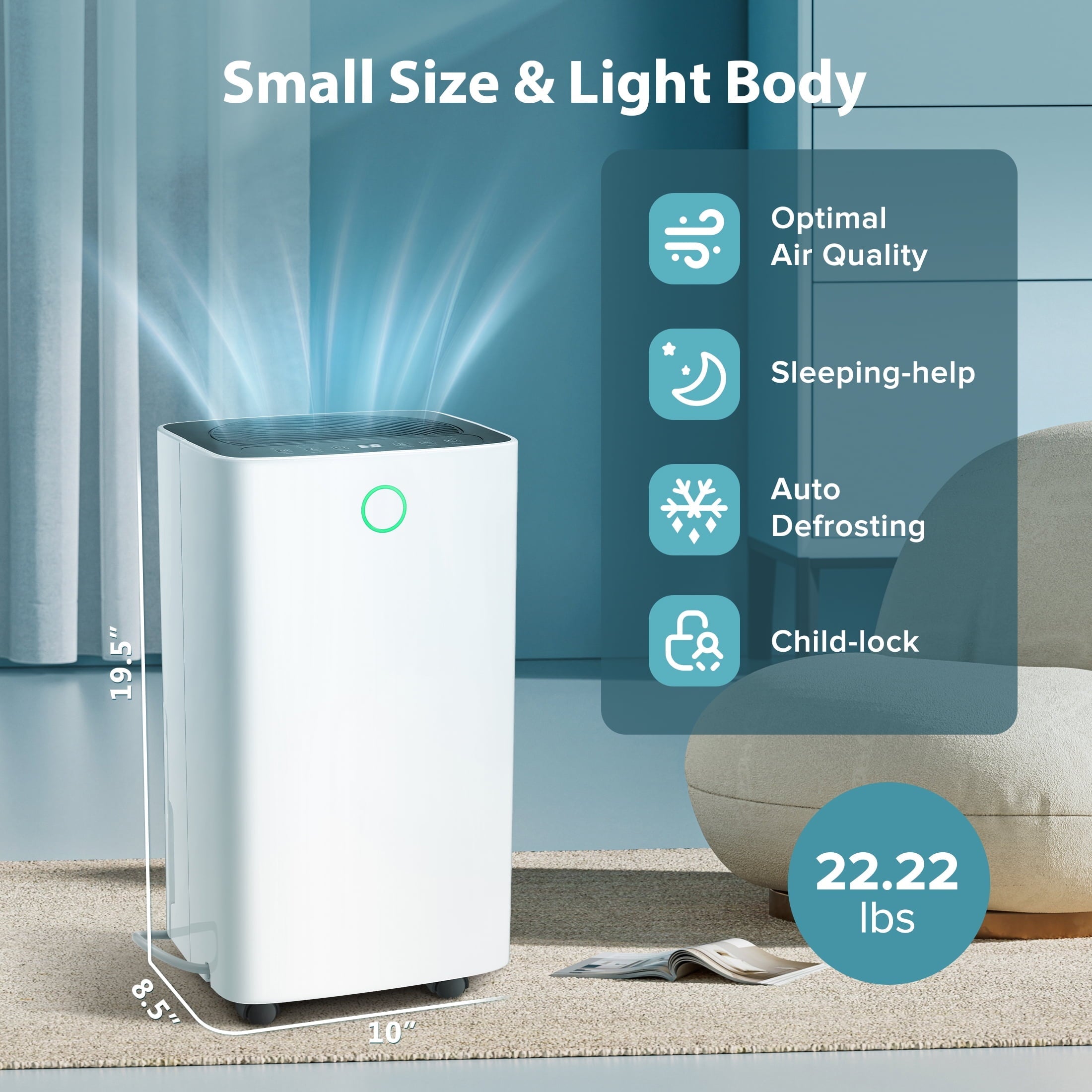 Auseo 30 Pint Dehumidifiers, 1000 Sq. Ft Dehumidifier with Drain Hose, 0.53 Gallon Water Tank, 3 Operation Modes, 24H Timer, Portable Dehumidifier for Basement/Bathroom/Laundry Room
