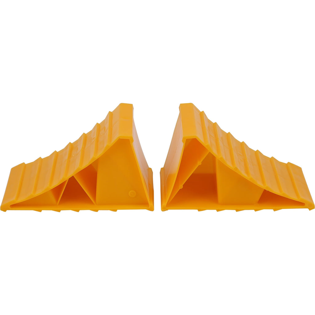 Hyper Tough Small Wheel Chock Pack of 2, Heavy Duty, Yellow, Rugged Plastic