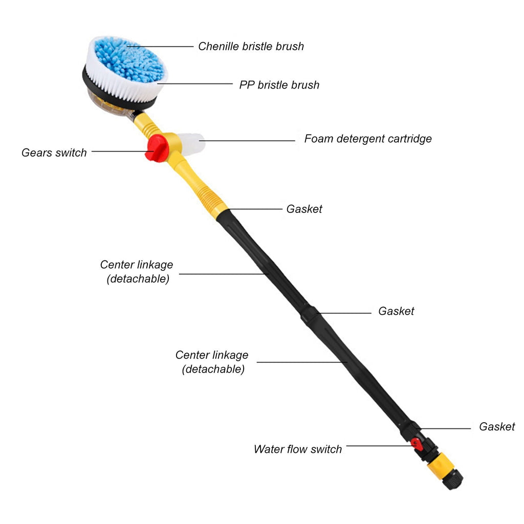 Eccomum Car Wash Brush, Car Cleaning Kit, 360° Spin Car Wash Mop, High-pressure Foam Car Cleaning Brush, Detachable & Extendable Scrub Brush, For Car Home Cleaning & Garden Use