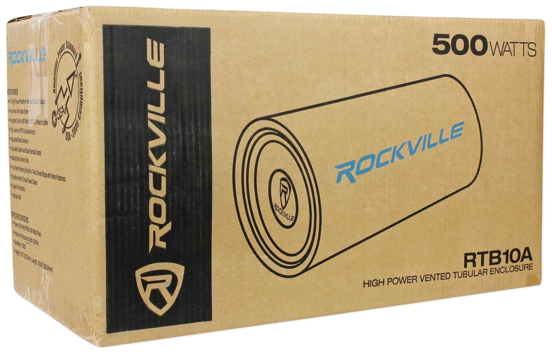 Rockville RTB10A 10" 500w Powered Subwoofer Bass Tube + Bass Remote