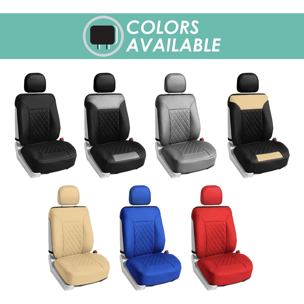 FH Group Deluxe Faux Leather Diamond Pattern Front Seat Car Seat Cushions with Air Freshener Black