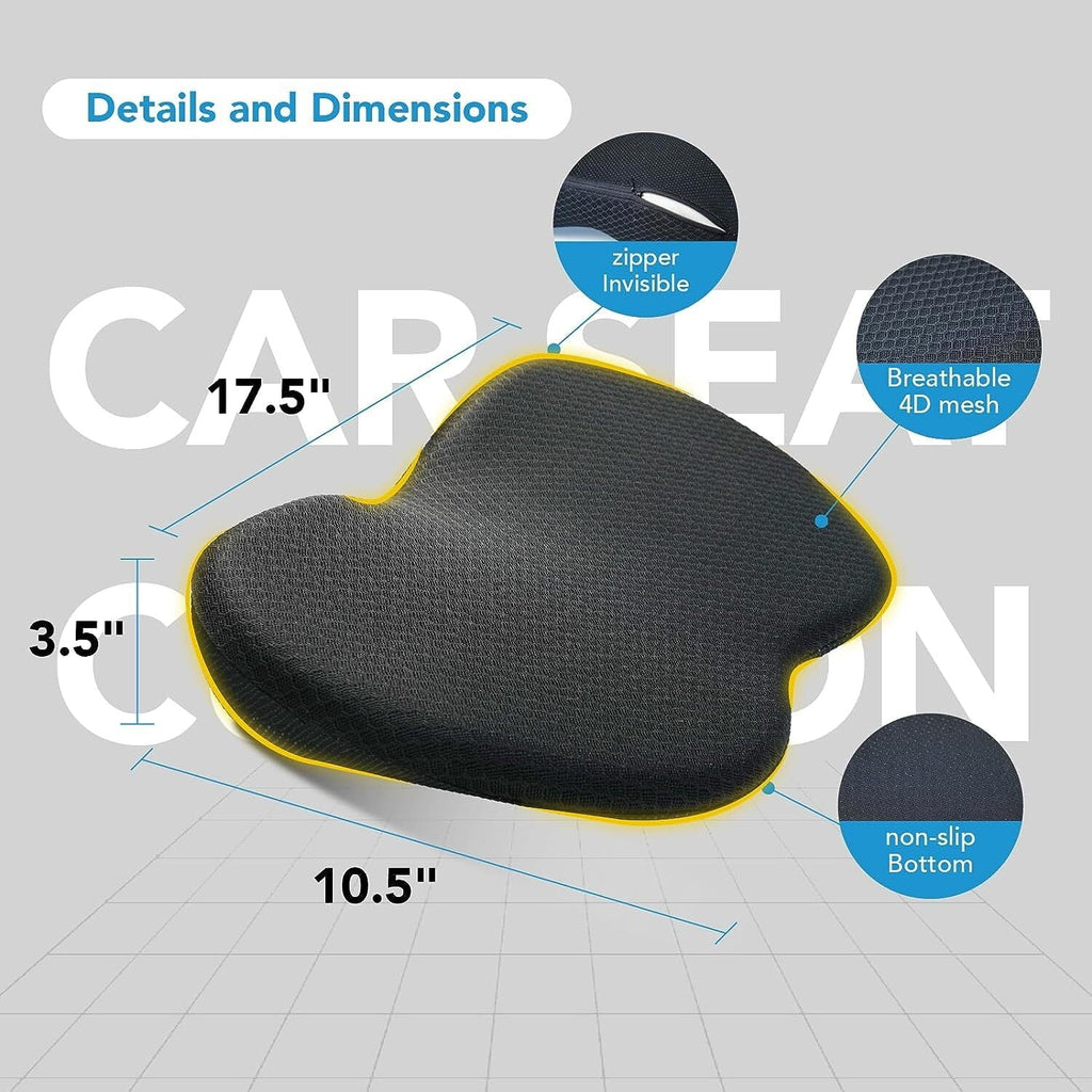 ORAKNIE Wedge Car Seat Cushion: Memory Foam Truck Seat Cushion for Car Seat Driver - Sciatica and Back Pain Relief for Drivers(Black)