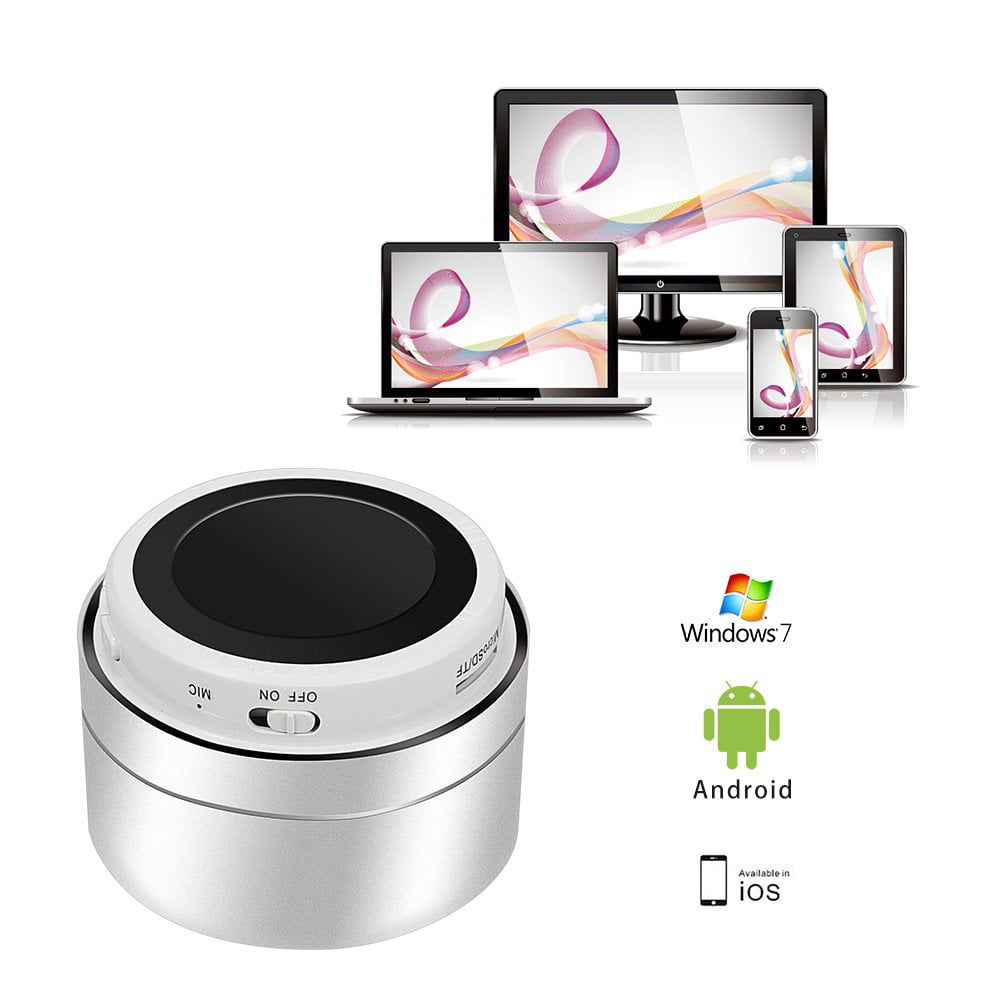 Namotu Mini Wireless Speaker, Portable Bluetooth Speaker with HD Sound, 4H Play-time, Built-in Mic, TF Card Slot, FM and LED Lights for Home, Travel Sliver