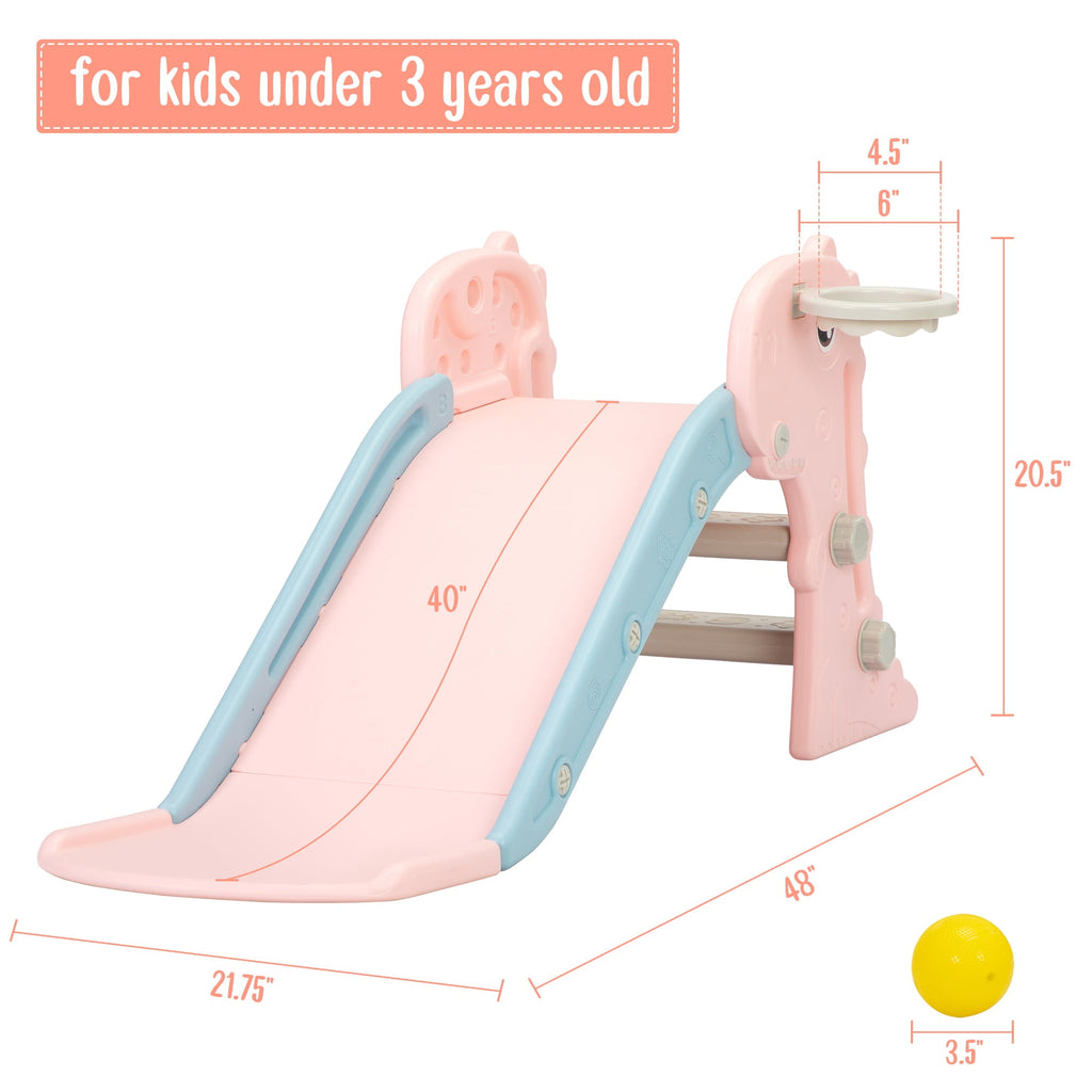UWR-Nite Kids Slide Freestanding Climber Slide for Toddler Indoor Outdoor Playground Slipping Slide Toy Playset with Basketball Hoop & Ball for Boys, Girls