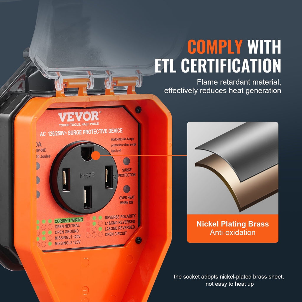 BENTISM 50 Amp RV Surge Protector Circuit Analyzer Power Guard 4800J ETL Certified