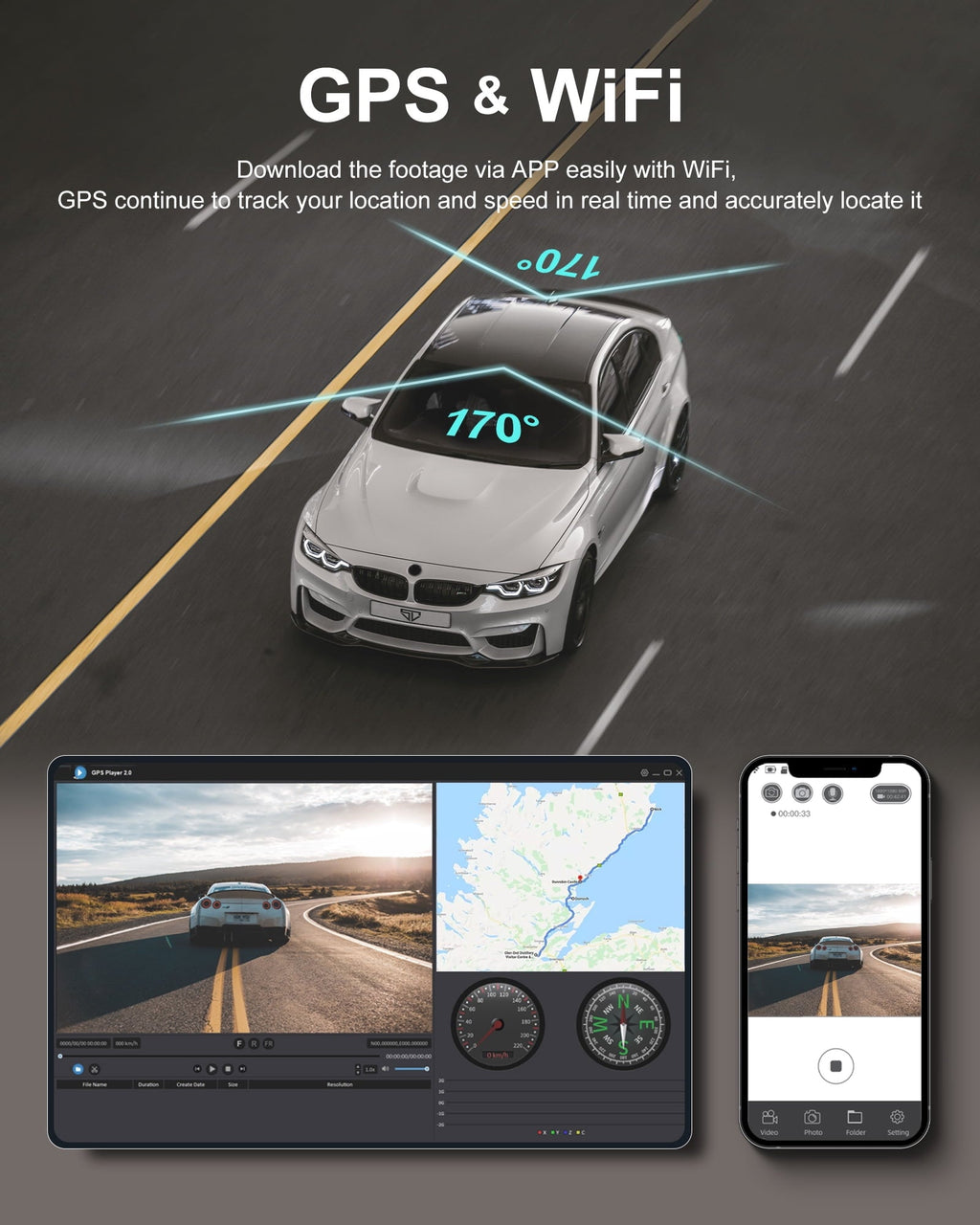 iZEEKER 4K Dash Cam Front and Rear Wi-Fi GPS, 4K+1080P Dual Dash Camera for Cars, 3'' IPS Touchscreen, WDR, Night Vision, Parking Mode, G-Sensor, 2 Mounting Options