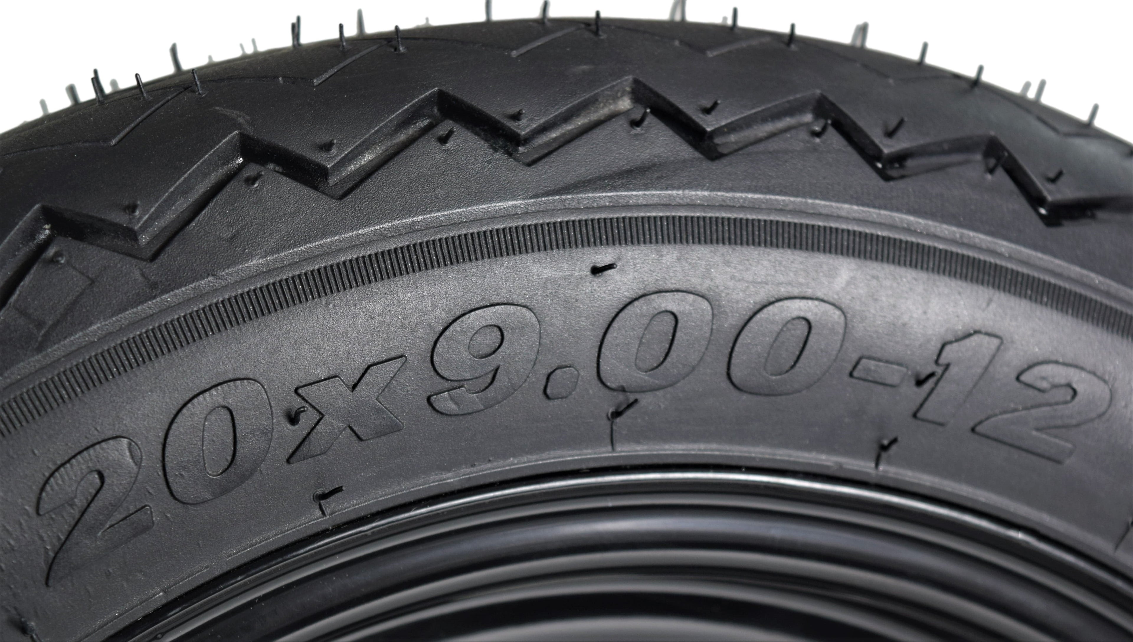 Kenda K389 20x9-12 Golf Cart Turf Front Rear Tire & 12x7 4/101.6 +5 (4x4) Black Wheel Kit for Non-Lifted Golf Carts or Golf Carts with 1"-3" Lift Kit 20x9x12