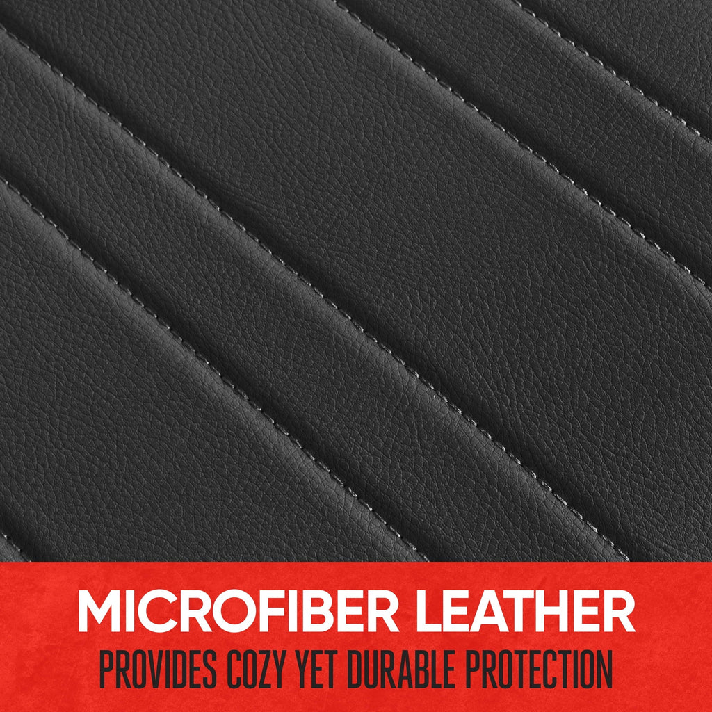 Motor Trend Car Seat Covers for Auto Truck SUV, Black Faux Leather Front Seat Covers for Cars, 2-Pack Padded Car Seat Protector Cushion
