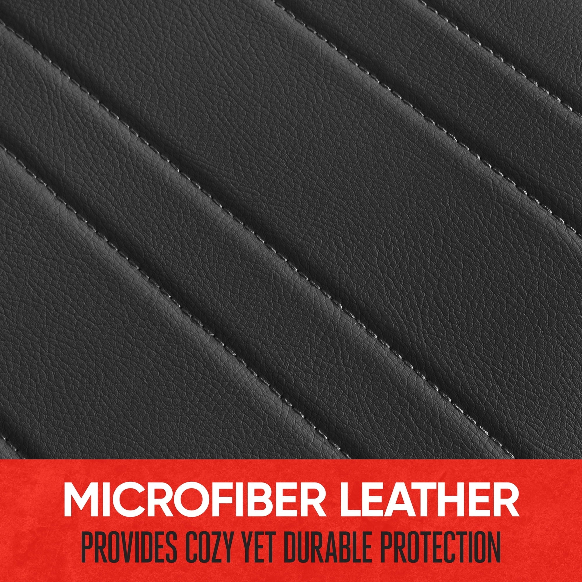 Motor Trend Car Seat Covers for Auto Truck SUV, Black Faux Leather Front Seat Covers for Cars, 2-Pack Padded Car Seat Protector Cushion