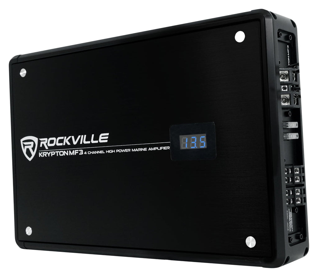 Rockville RGHR2 Marine Bluetooth Receiver+Remote+(4) 8" Wakeboards+Amplifier+Kit