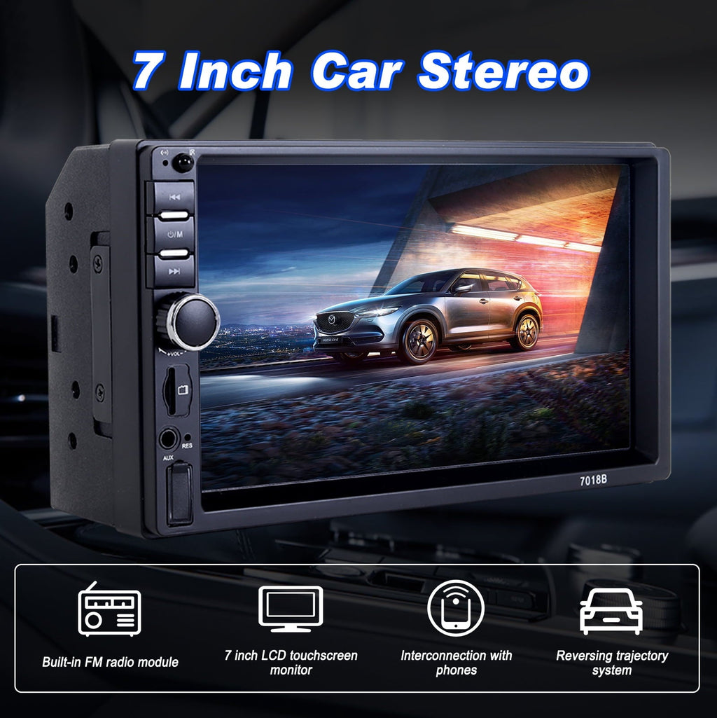 Car Stereo Touch Screen,7" Double Din Radio,Car Stereo with Bluetooth FM AUX USB SD Mirror Link Function,Backup Camera