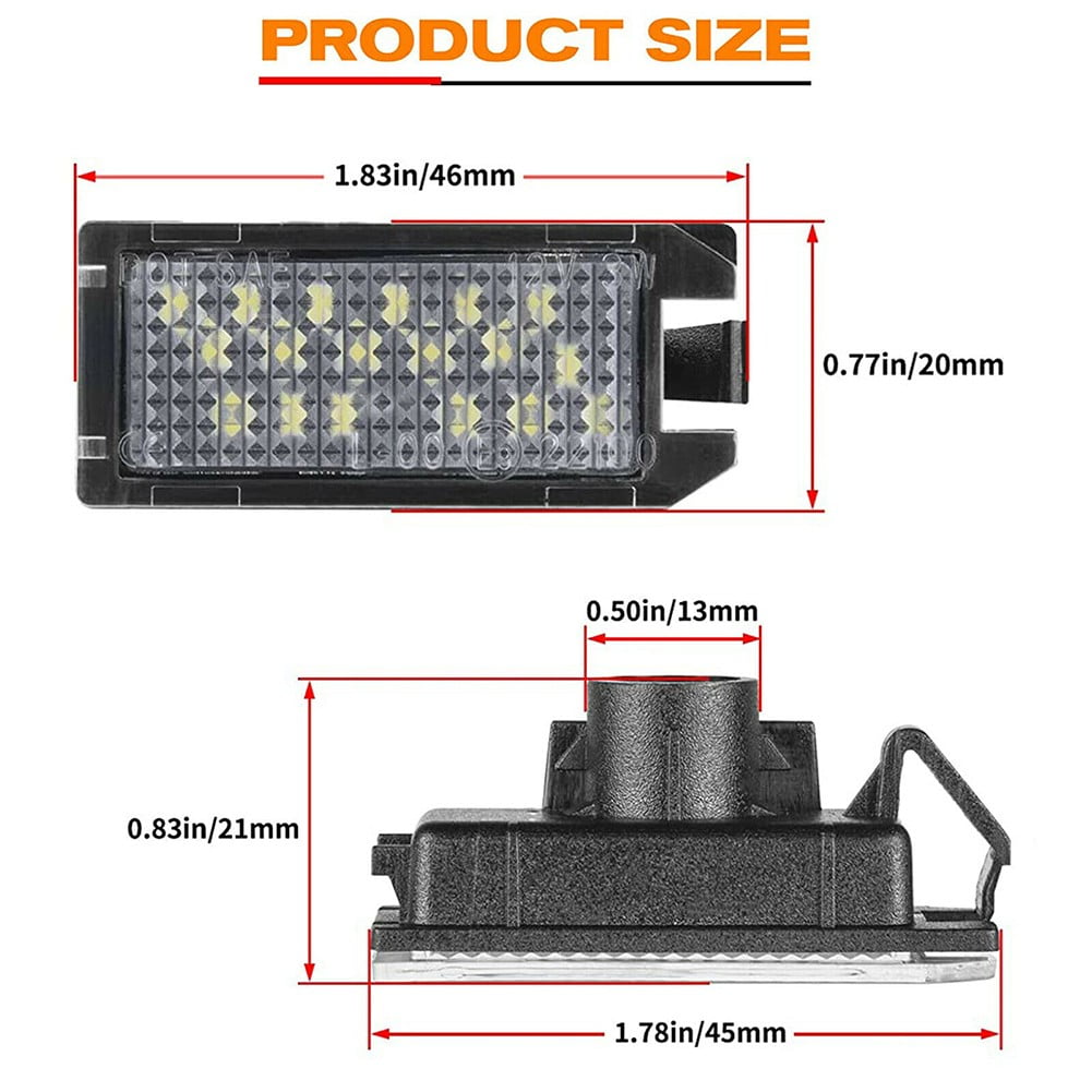 2X White Led License Plate Light For Jeep Grand Cherokee 2014-2020