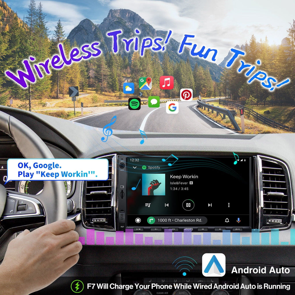 ATOTO 7inch F7WE Double Din Car Stereo Head Unit,Wireless Carplay Android Auto with Bluetooth GPS Quick Charge FM/AM
