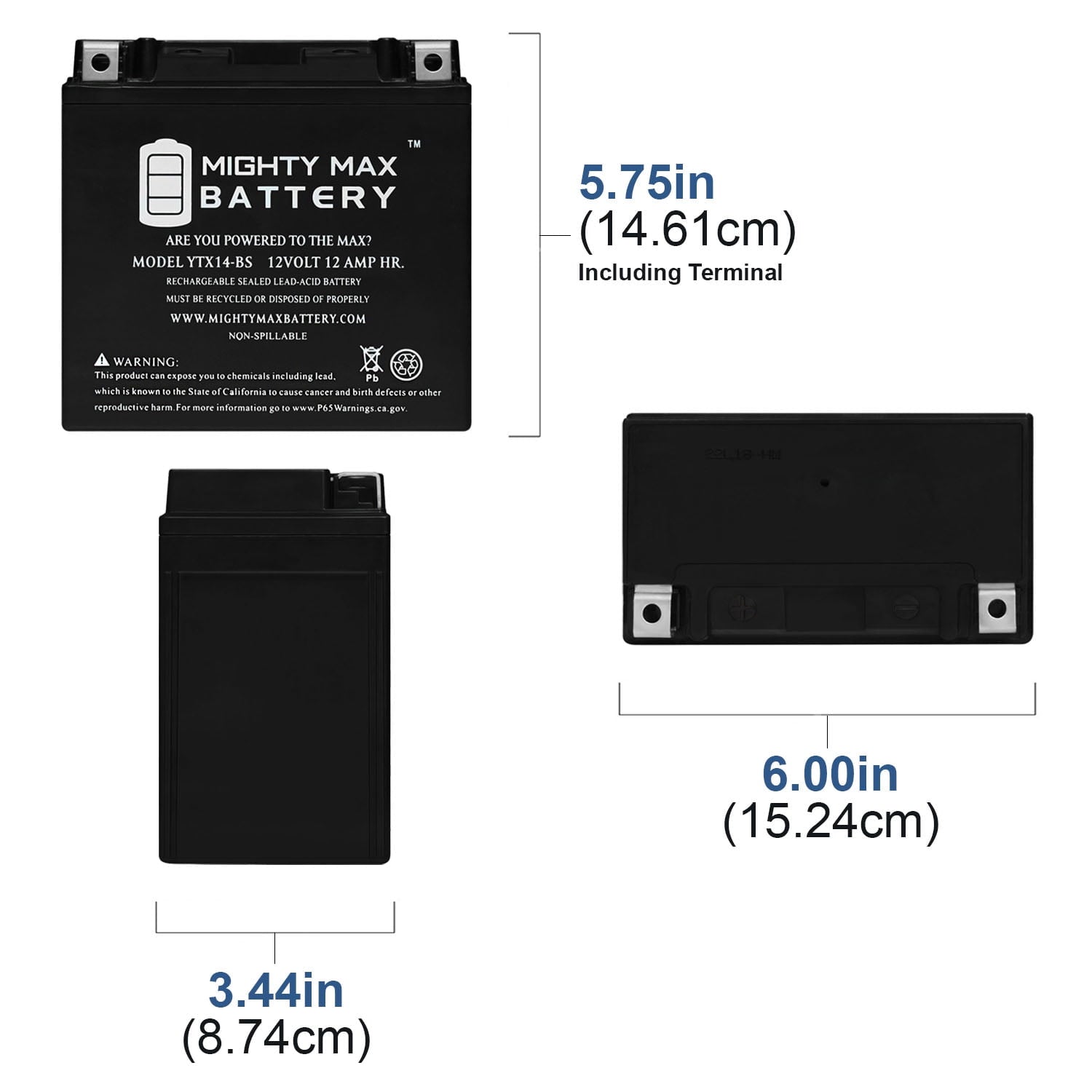 YTX14-BS Replacement for 2003-12 Honda VTX1300R CTX14-BS Battery