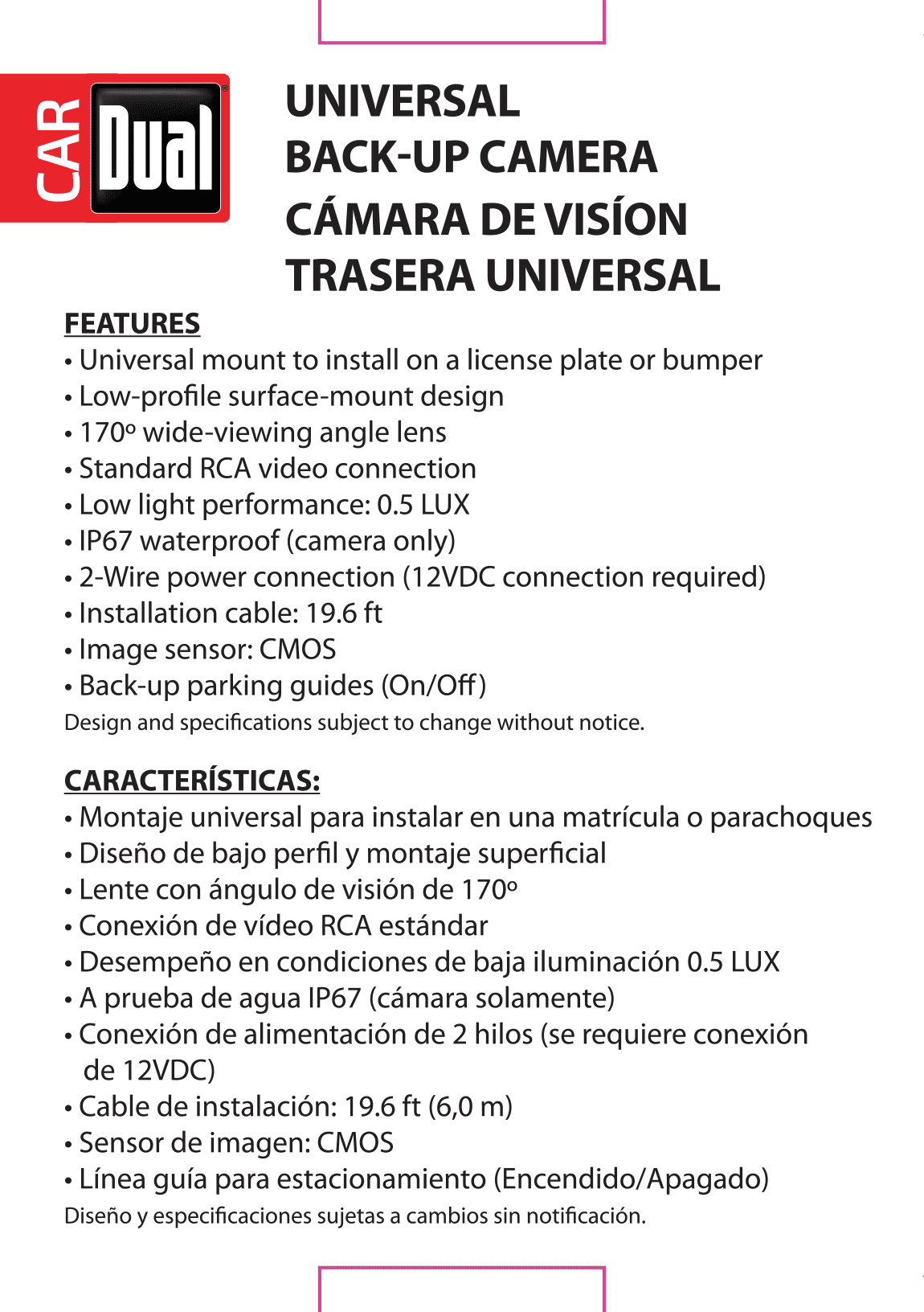 Dual Electronics XCAM200 Waterproof Full Color Backup Camera with Wide Viewing Angle Lens and Back-up Parking Guides