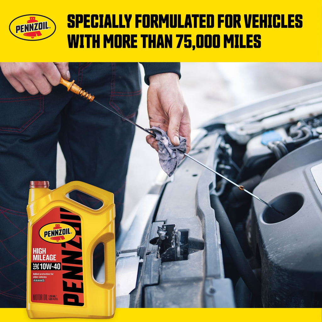 Pennzoil High Mileage 10W-40 Motor Oil for Vehicles over 75K Miles, 5 Quart