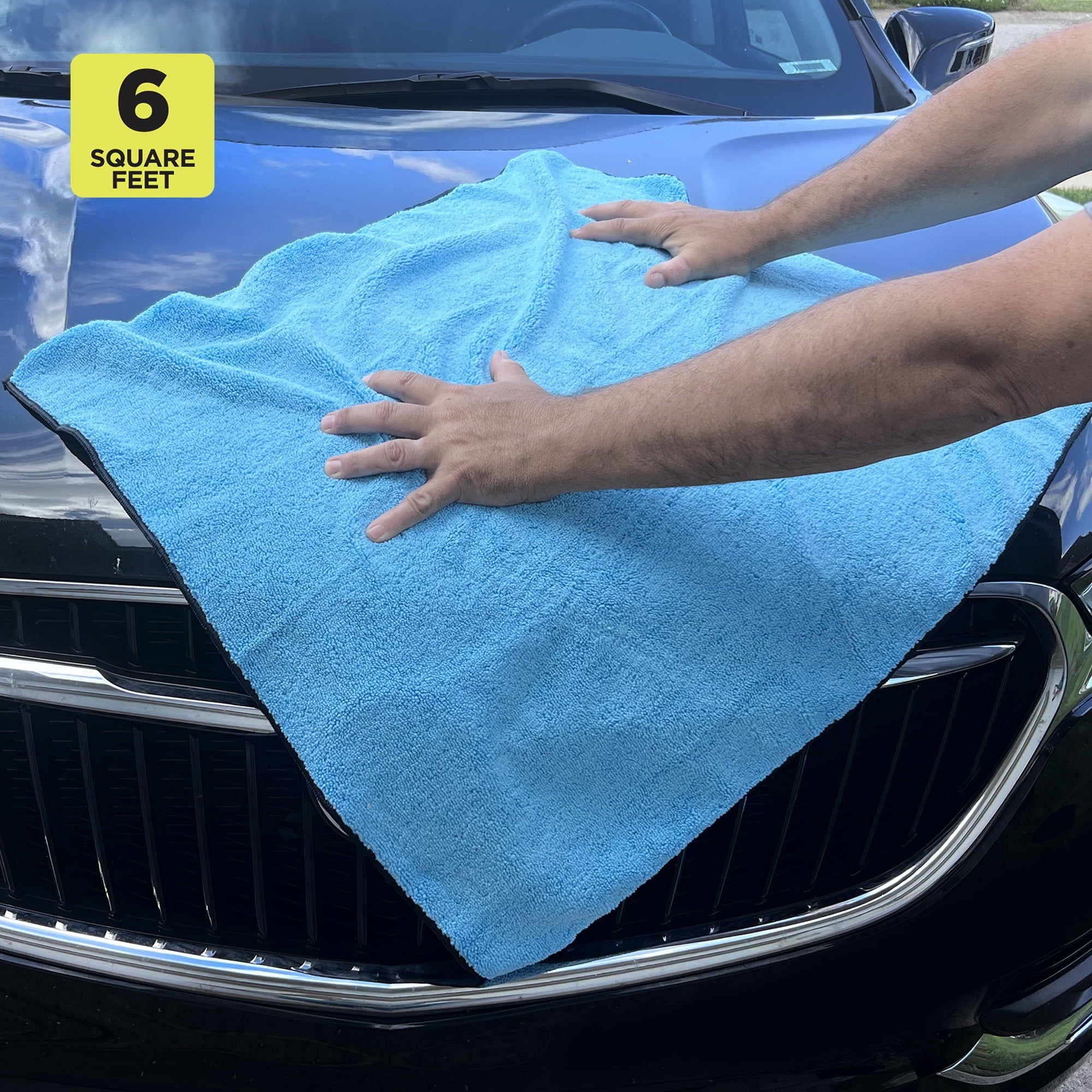 Auto Drive Large Microfiber Car Drying Towel 6SQFT, Super Absorbent, Blue
