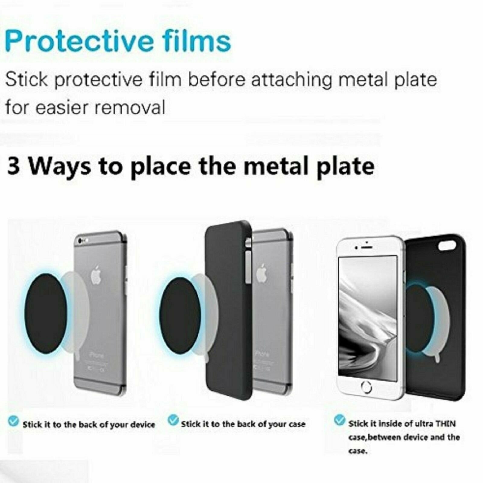 8 Pack Metal Plates Sticker Replace For Magnetic Car Mount Magnet Phone Holder