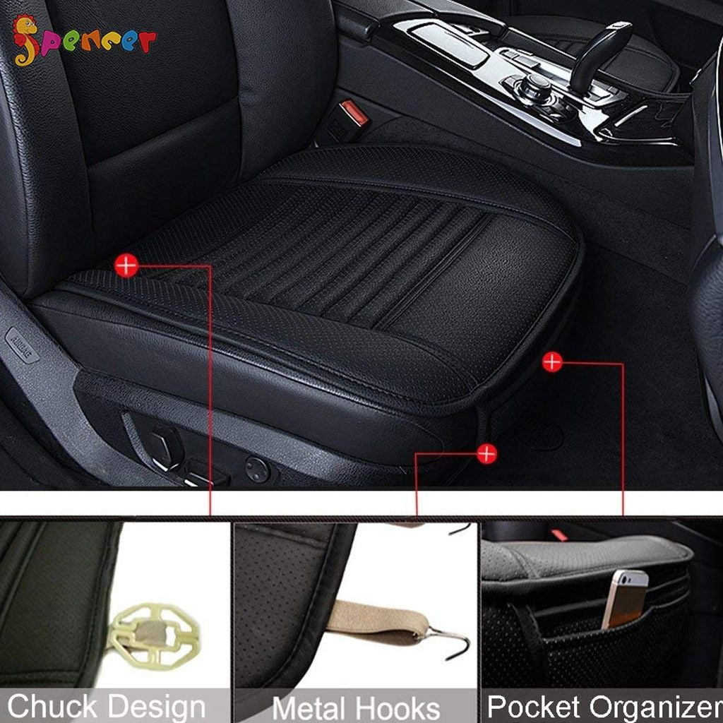 Spencer 1PC Car Seat Cushion Breathable Car Interior Seat Cover Cushion PU Leather 3D Front Pad Mat for Auto Supplies Office Chair "Grey"