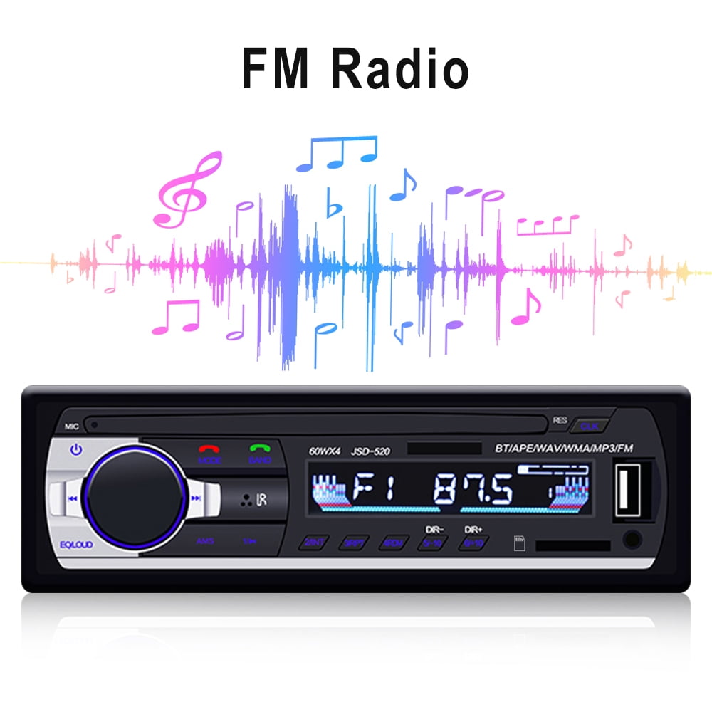 Podofo 1 DIN Car Stereo 12V Bluetooth FM Radio In-Dash Single Din Car Audio Player Digital Audio Music Car MP3 Player USB/SD/AUX-IN