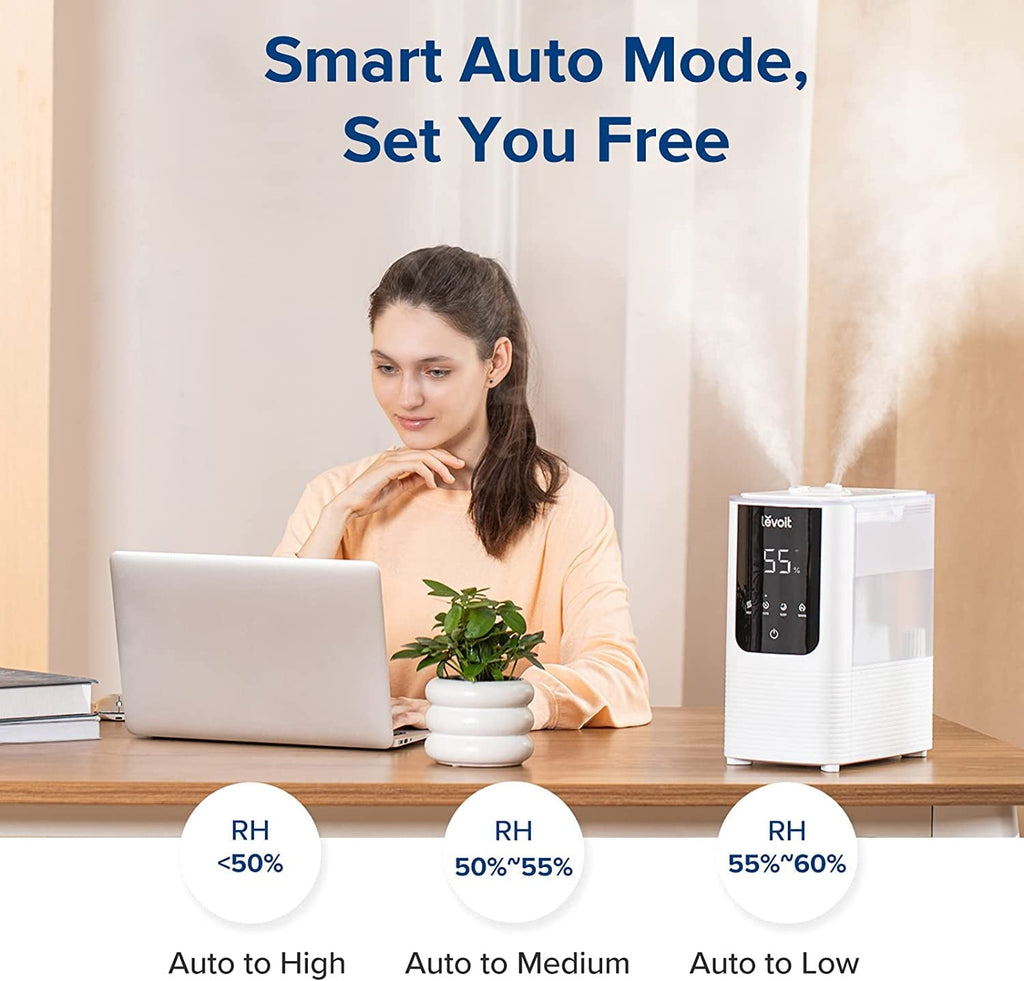 LEVOIT Smart Cool and Warm Mist Humidifiers for Room, Top Fill Vaporizers for Largeroom with Aromatherapy,4.5L,LV450S,White