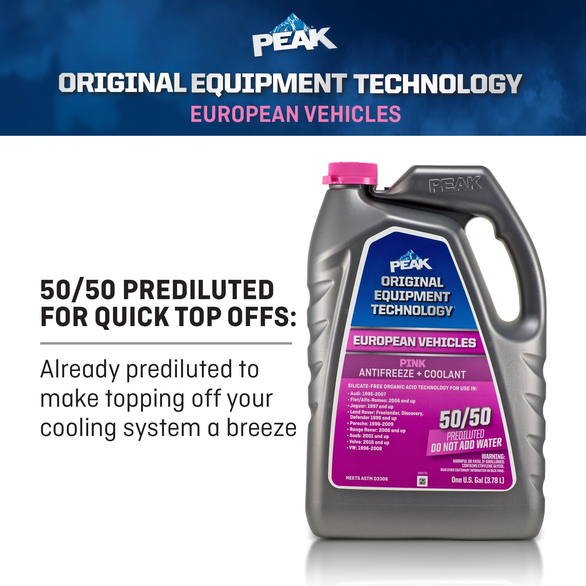 PEAK Original Equipment Technology Antifreeze + Coolant For European Vehicles - Pink