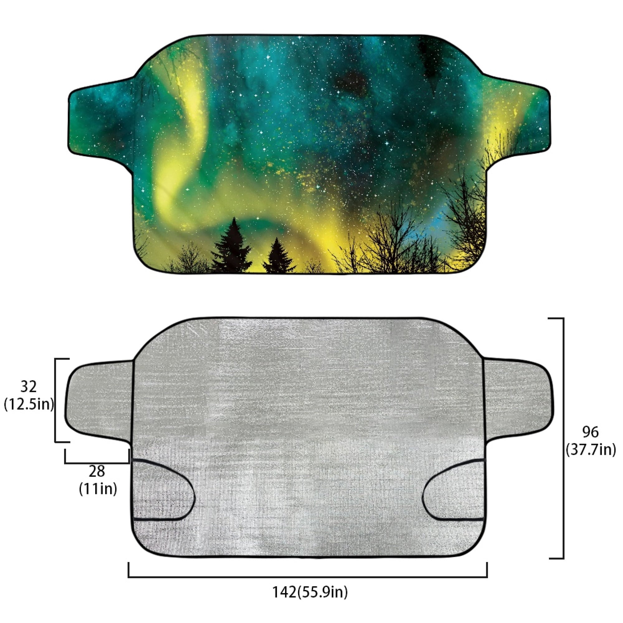 HOTYD Starry Sky Car Windshield Snow Covers Aluminum Film Material Waterproof Corrosion-Resistant Trucks SUVs Auto Vehicl 55.9x37.7 inches