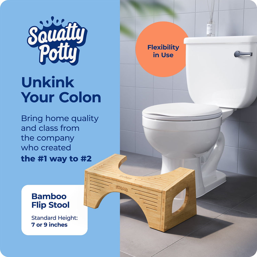 Squatty Potty The Original Toilet Stool - Bamboo Flip, 7" & 9" Height, Two Sizes-in-One