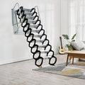Loft Telescoping Ladder Stairs, 114-122" Wall Mounted Folding Ladder Scissor Structure Collapsible Attic Extendable Stairs,White/Black 12 Steps